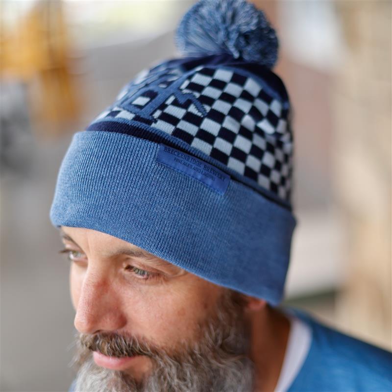 Load image into Gallery viewer, Checkered Pom Beanie
